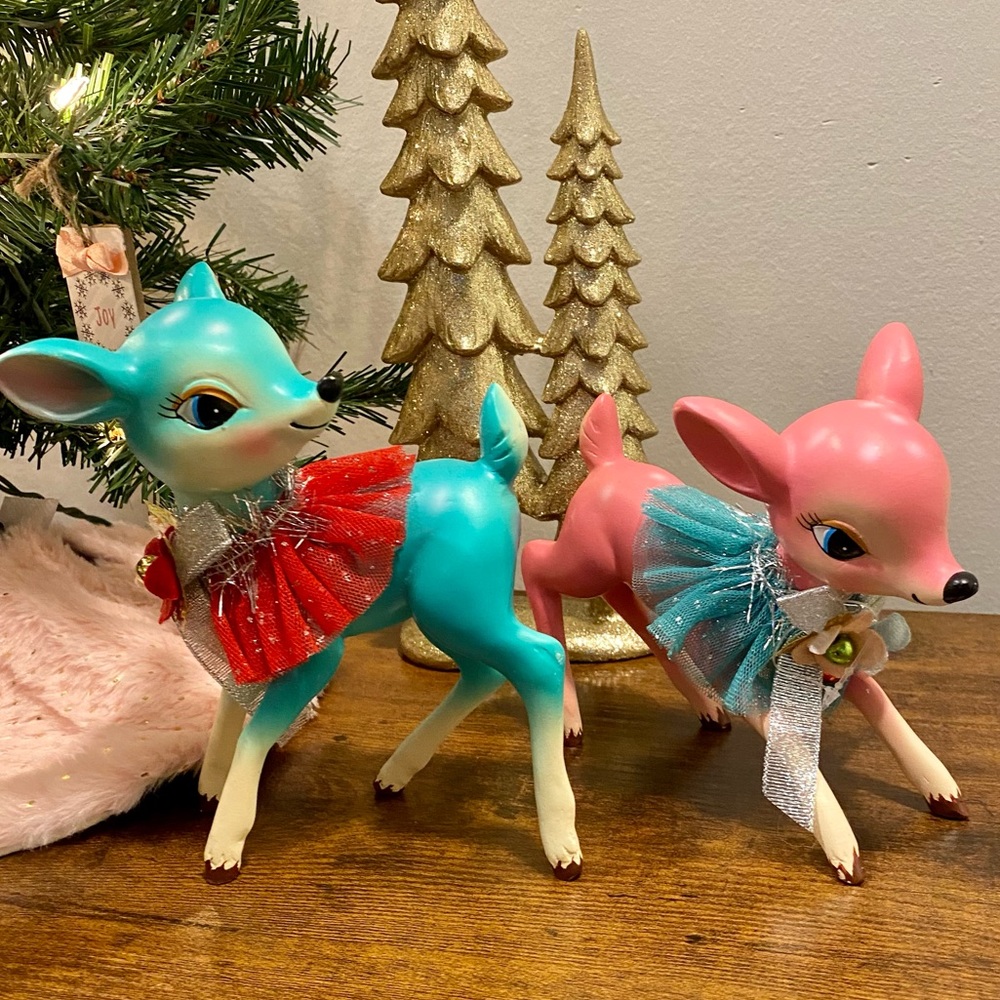 Retro Inspired Christmas Deer pink and turquoise
